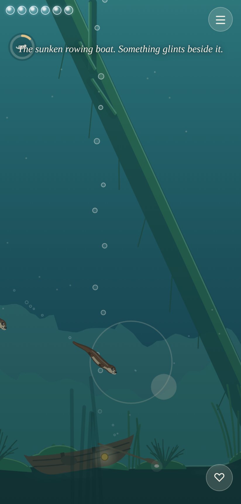 An otter swimming near a sunken rowing boat